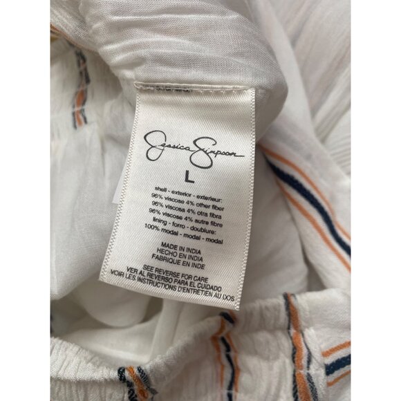 Jessica Simpson White, Orange, & Navy Striped High-Low Maxi Skirt Size L - Picture 5 of 6